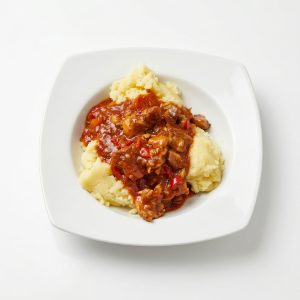 Chicken kavarma with mashed potatoes