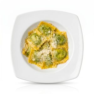 Домашни равиоли със спанак и рикота, браун бътър и пармезан