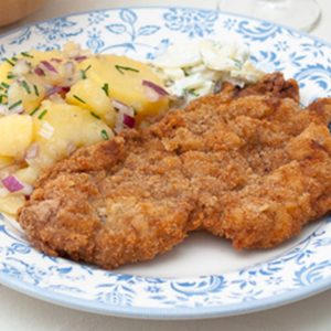 Chicken fillet schnitzel with potato salad