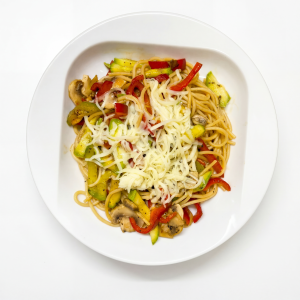 Спагети със зеленчуци и кашкавал