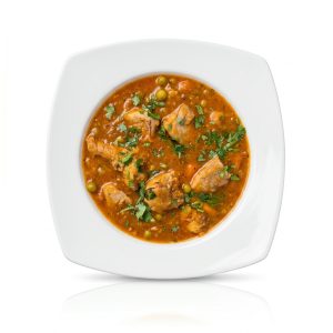 Свинско с грах и моркови